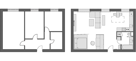 План квартиры студии